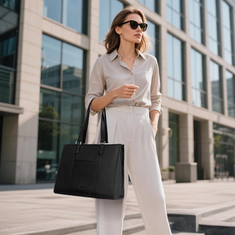 befen Genuine Leather Tote Bag for Women Work, Women's Leather Shoulder Bags Purses Satchel Handbags with Laptop Compartment - Image 2